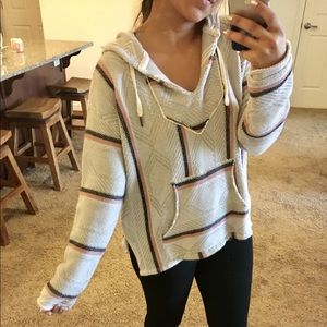 Light gray cozy boho poncho sweater